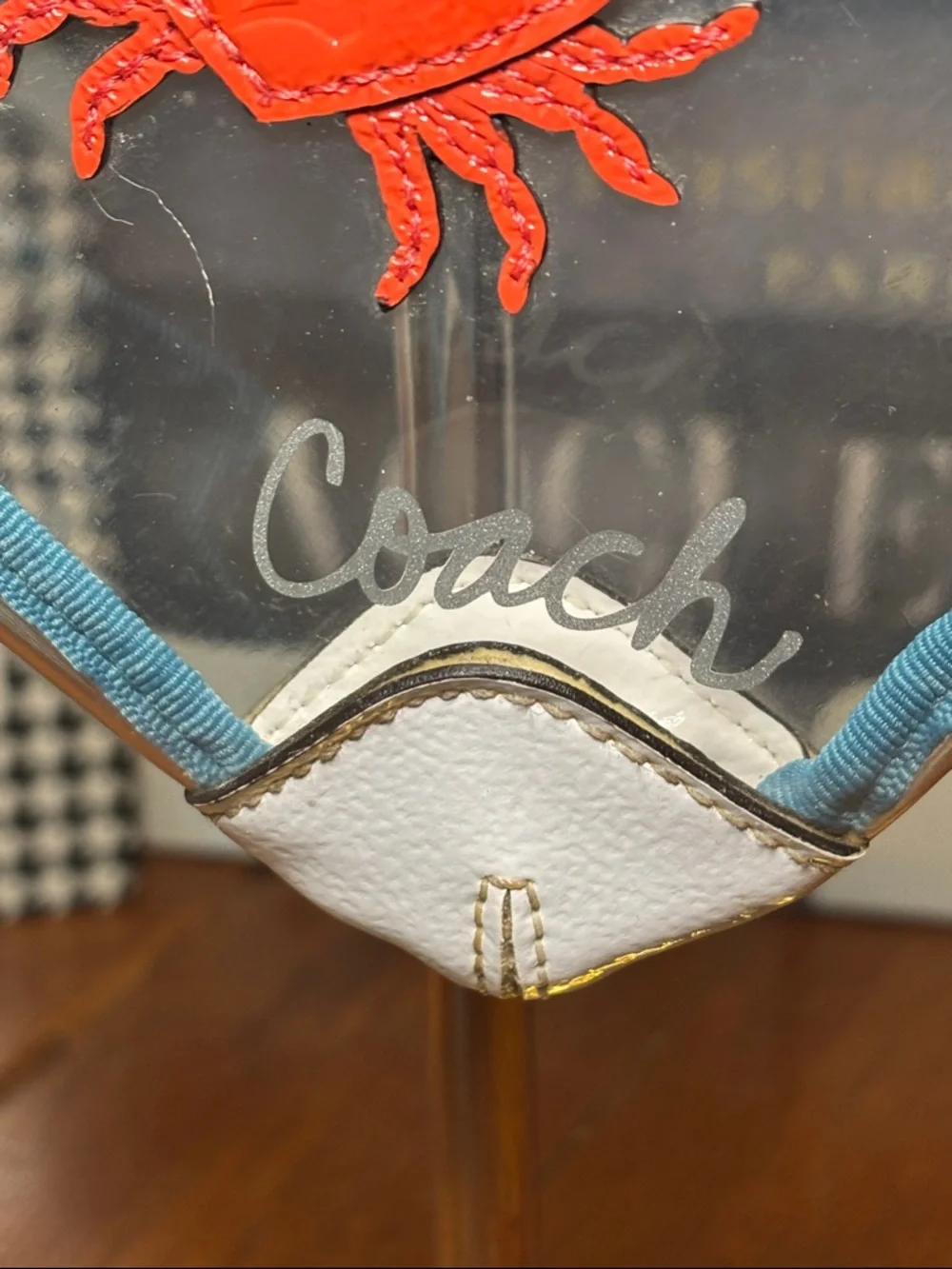 Vintage Rare Coach Clear Beach wristlet Cosmetic Pouch Seahorse Crab